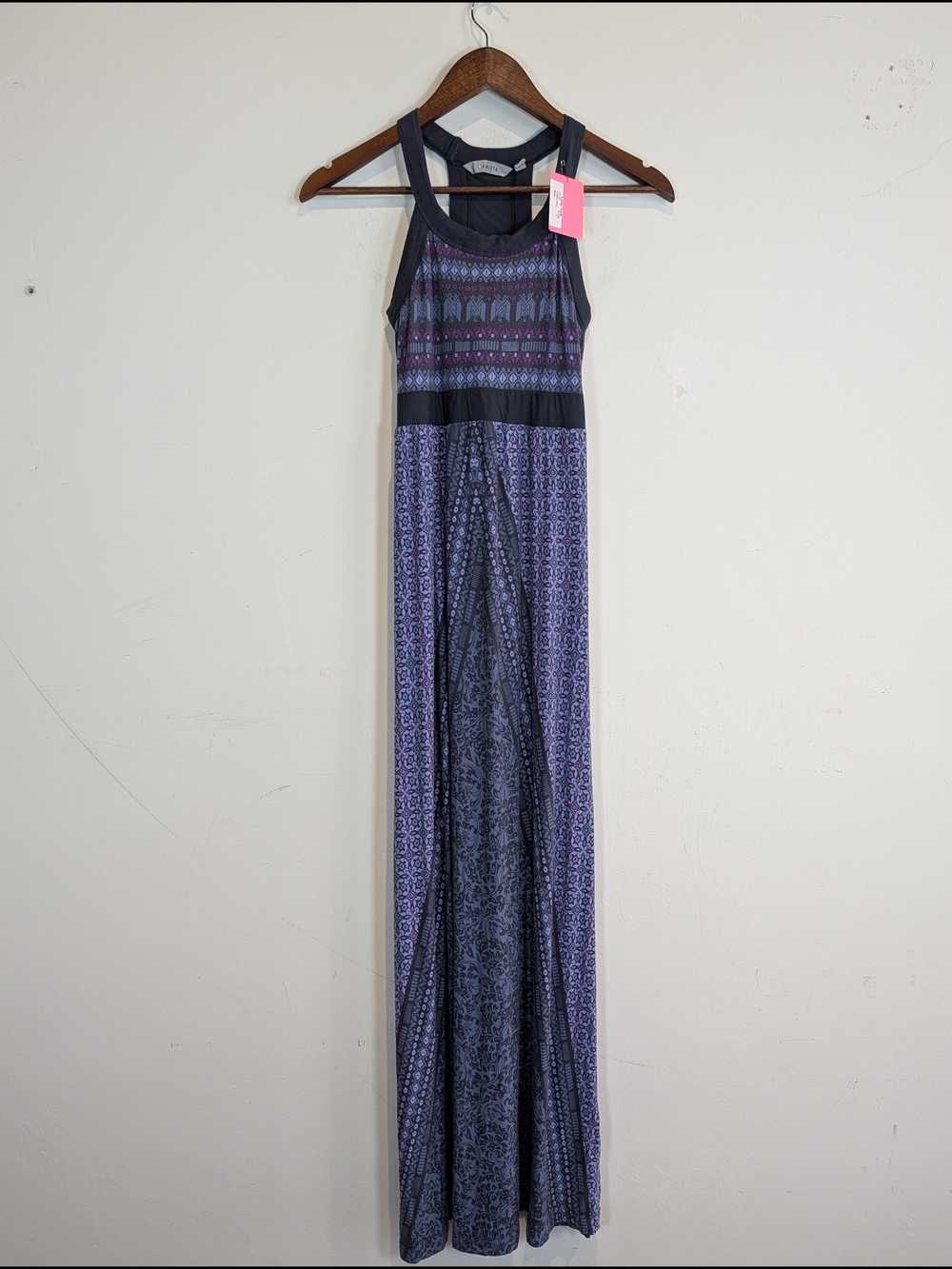 Athleta Purple Patterned Racerback Maxi Dress, Size Small